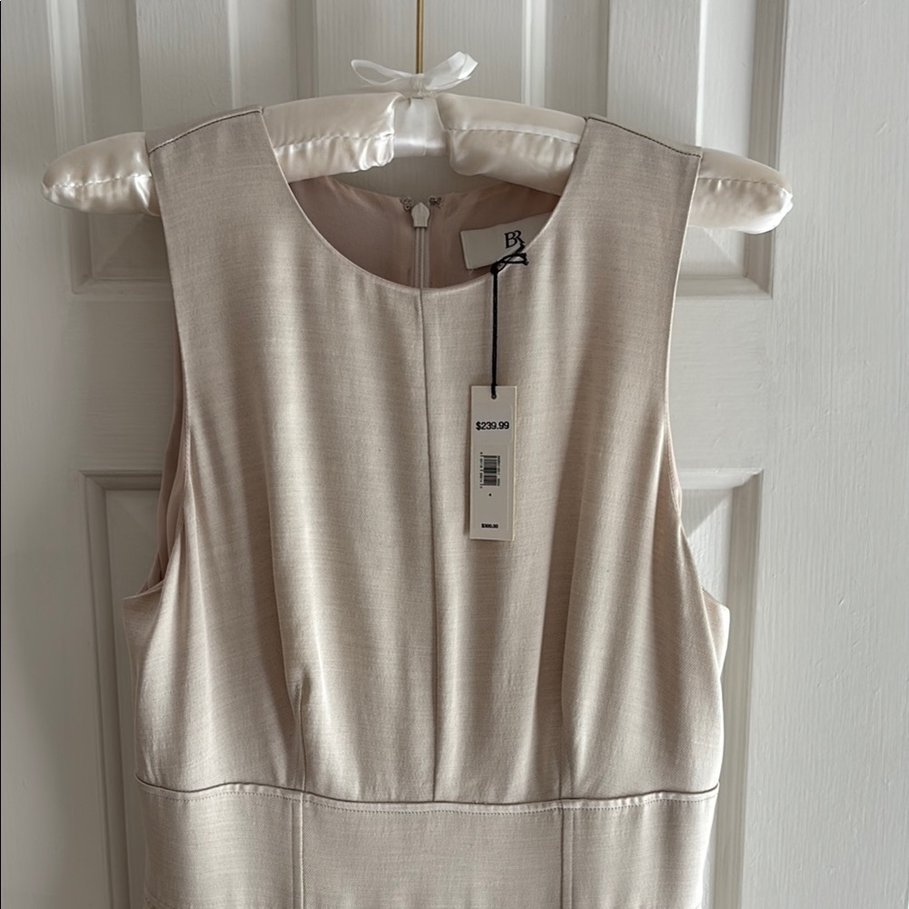 Banana Republic Ness Pleated Satin Midi Dress Size 4 Cream - Picture 7 of 14